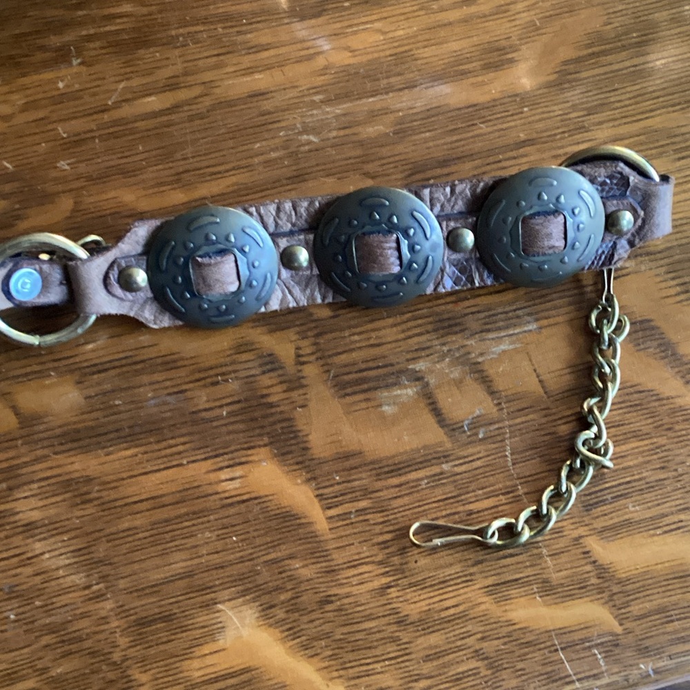 Brown Leather Belt with Brass Accents
